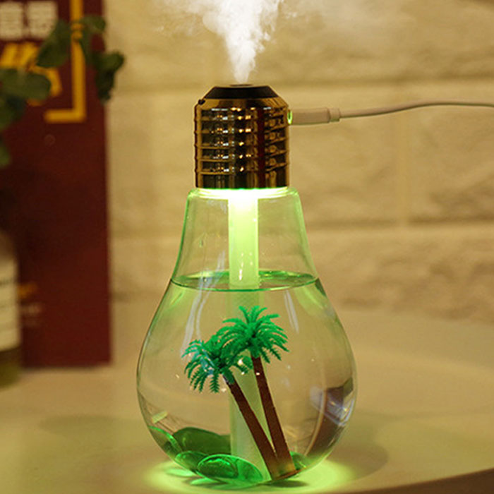 【オシャレな電球型加湿器】カラフルバルブ加湿器【LEDライト/アロマ/持ち運び可能】