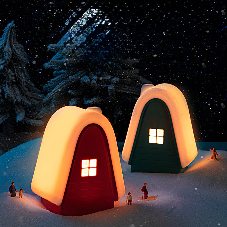 【やわらかい雰囲気のかわいいライト】雪小屋ナイトランプ【クリスマス/寝室/USB充電】