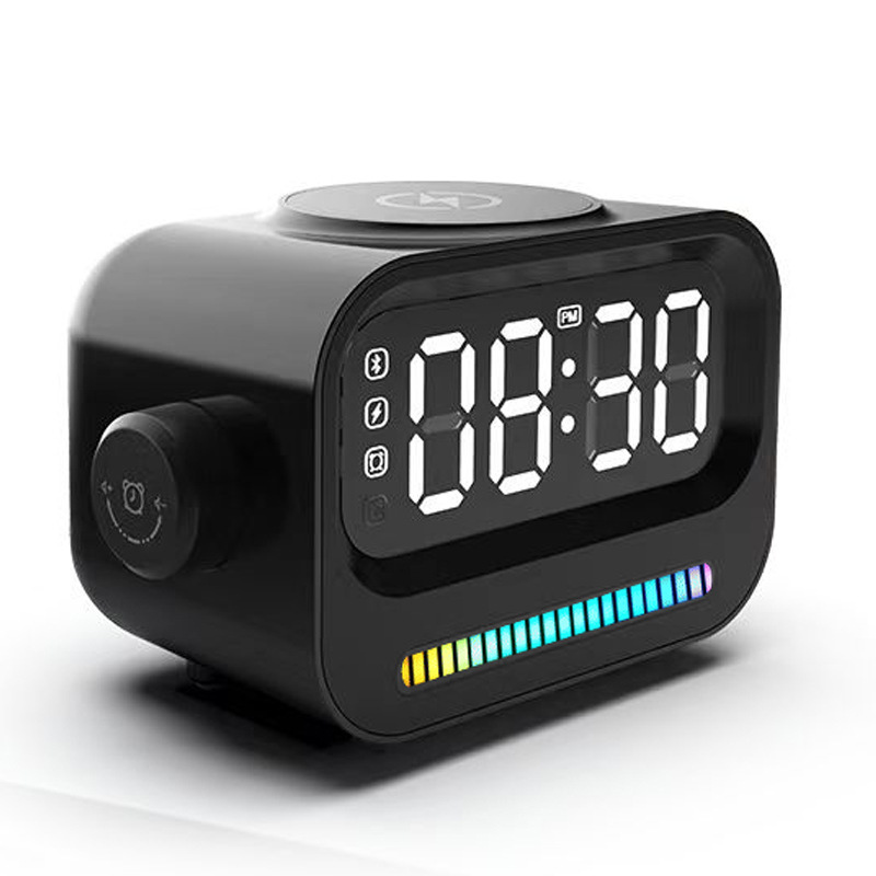 【シンプルイズベストな目覚まし時計】LEDデジタルクロックワイヤレスチャージャー【アラーム/Bluetooth/ナイトライト】