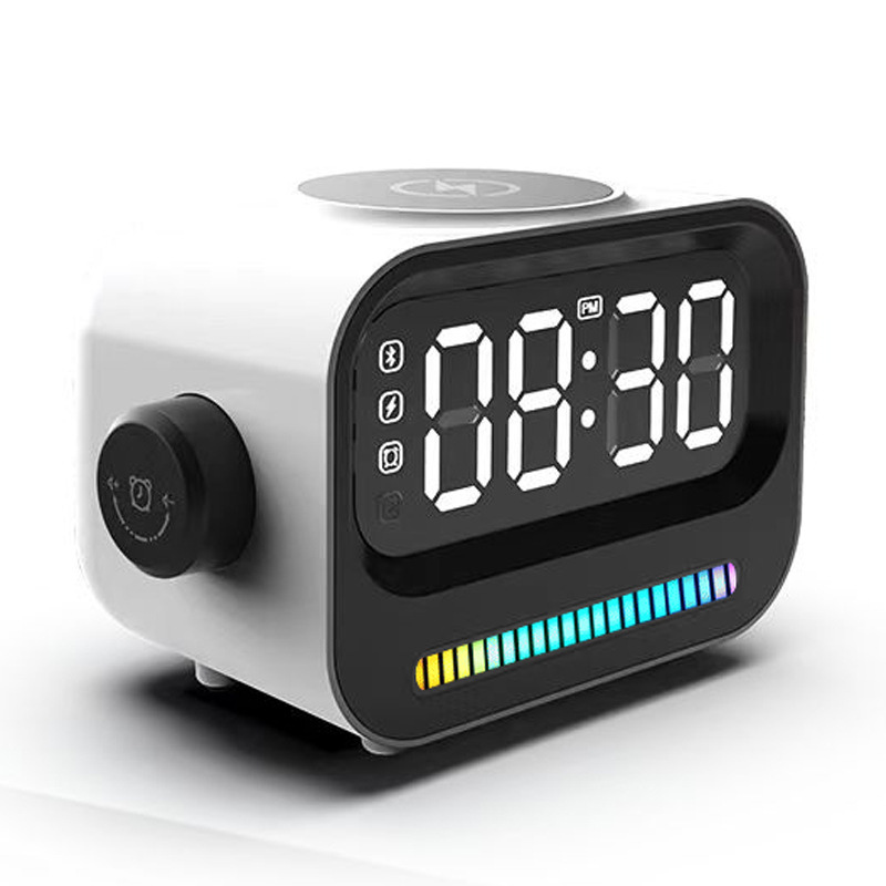 【シンプルイズベストな目覚まし時計】LEDデジタルクロックワイヤレスチャージャー【アラーム/Bluetooth/ナイトライト】