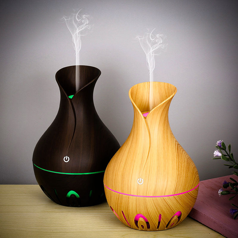 木目調花瓶型アロマ加湿器